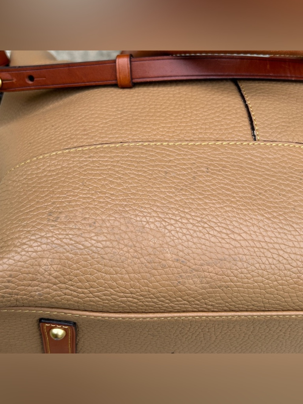Dooney & Bourke Leather Satchel Tan Brown + Dust Bag Large - Picture 12 of 14